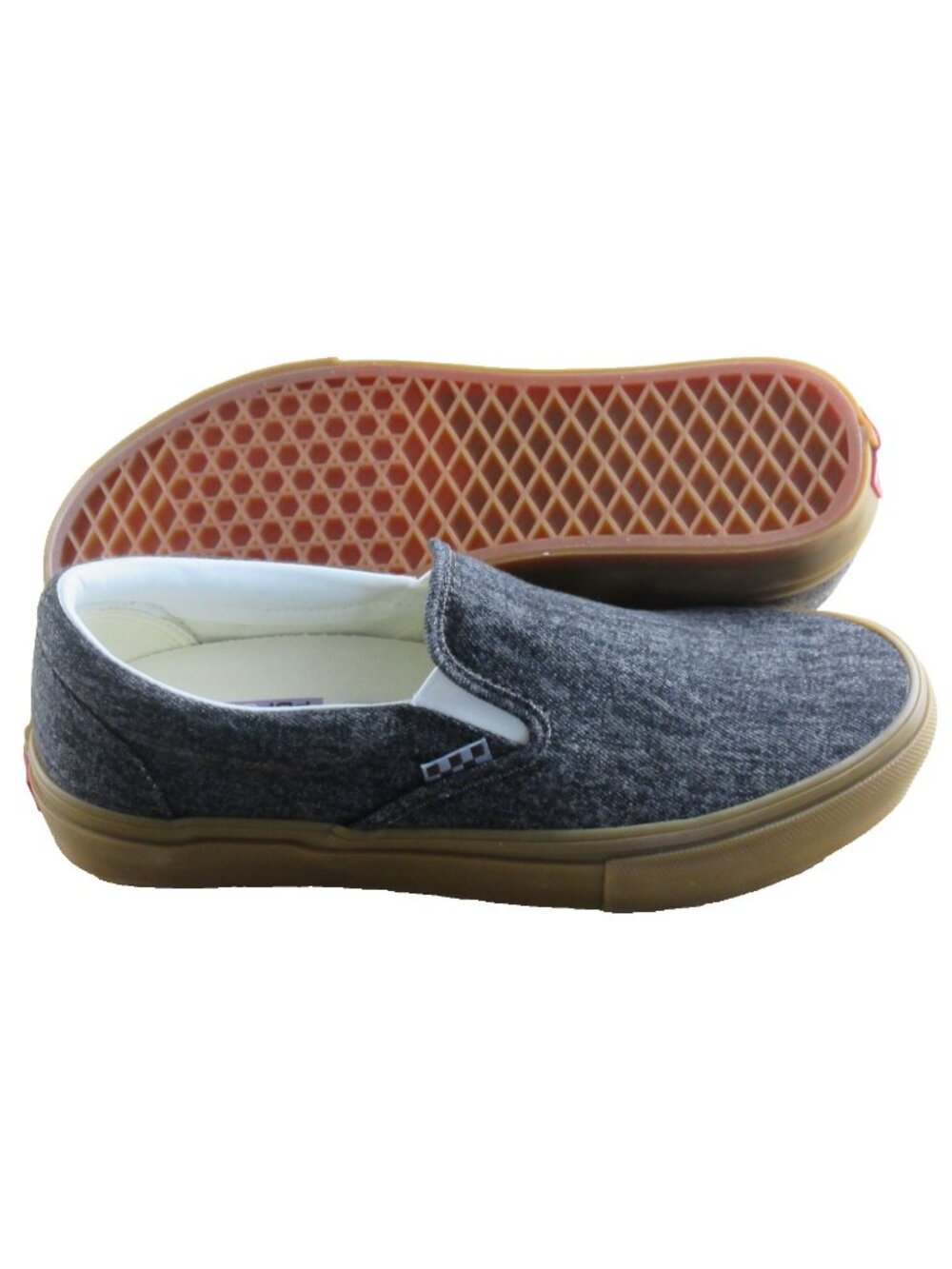 Vans Men's Skate Slip On Black Denim Gum Bottom PopCush shoes Size 9.5 - Picture 2 of 7